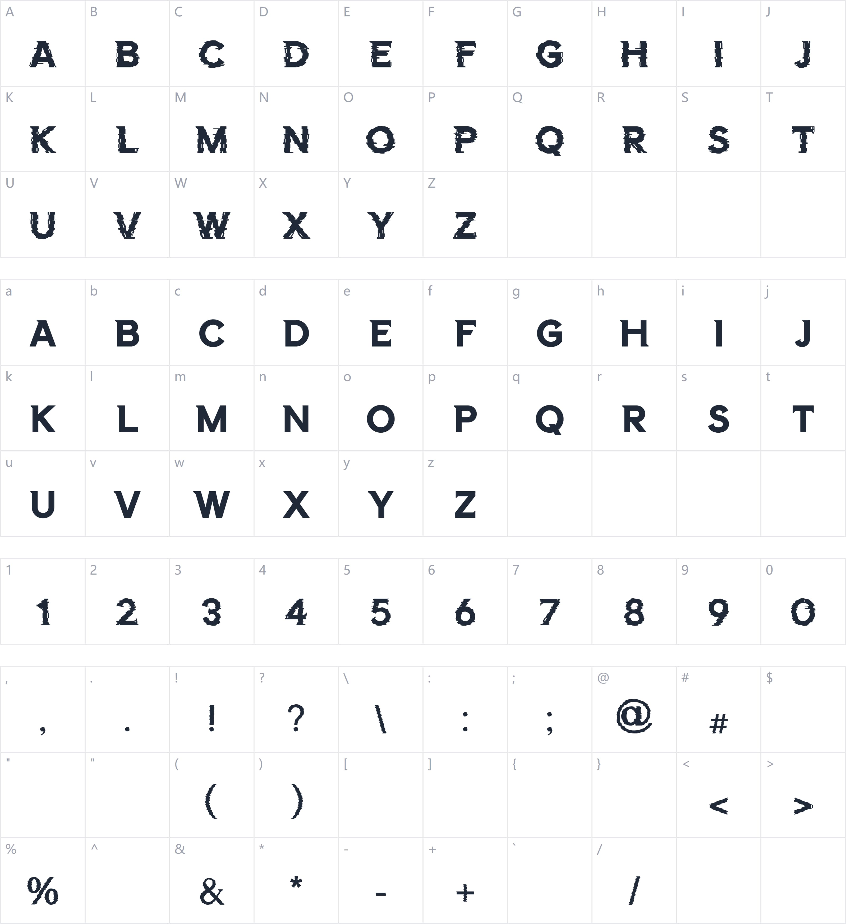 Fort Avenue字符映射图