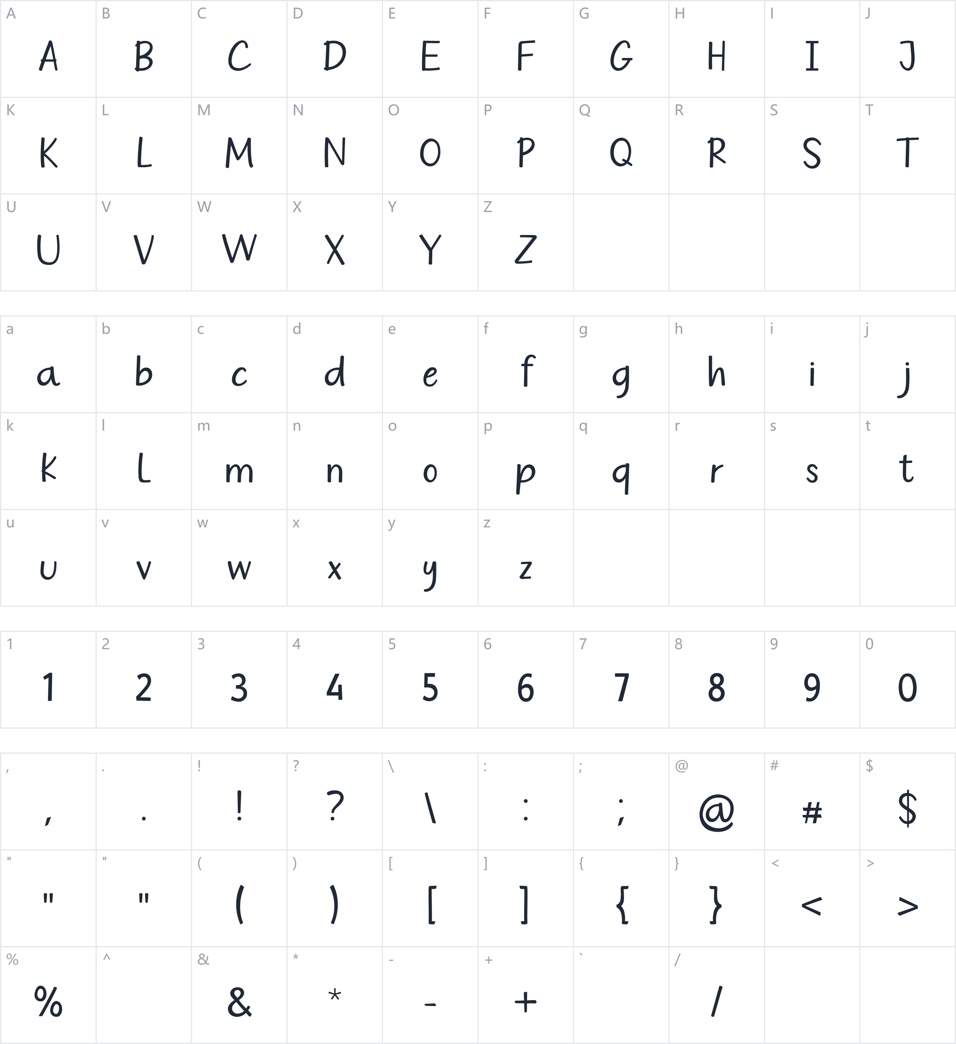 Hello Kiddos字符映射图