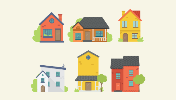 五颜六色的房子矢量素材(EPS/AI/PNG)