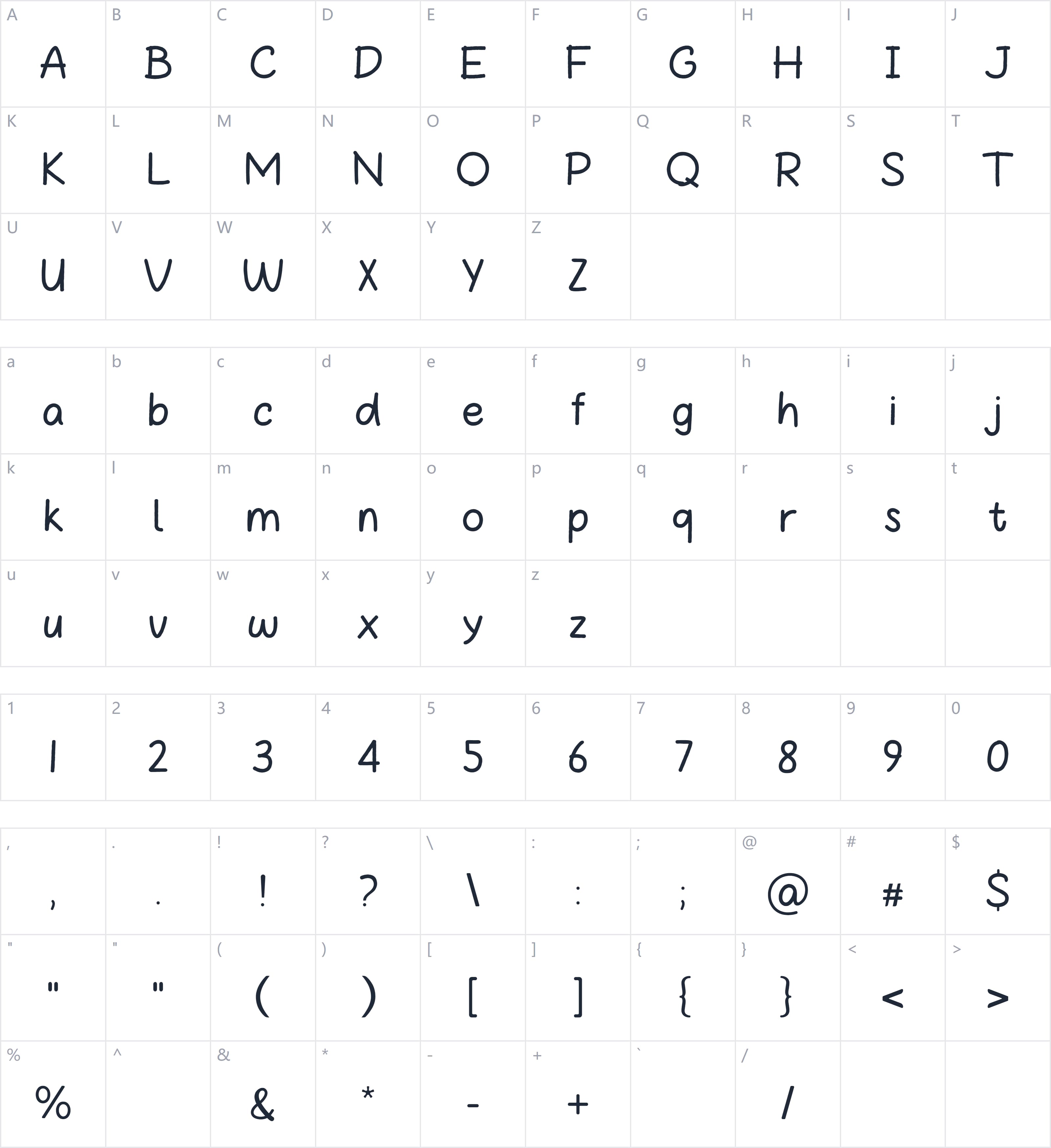 Lovely Jackie字符映射图