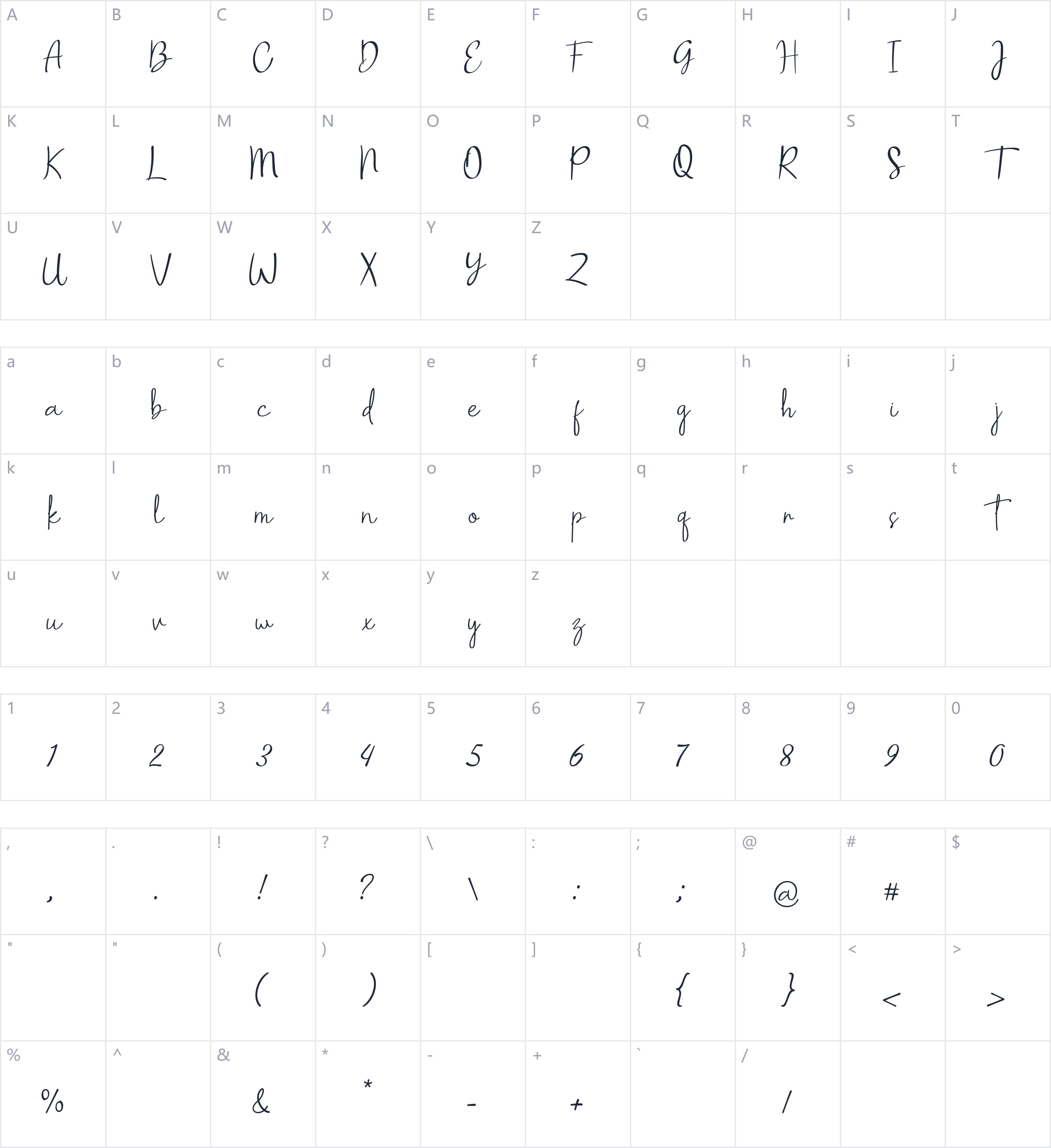 Beauty Bohemian字符映射图