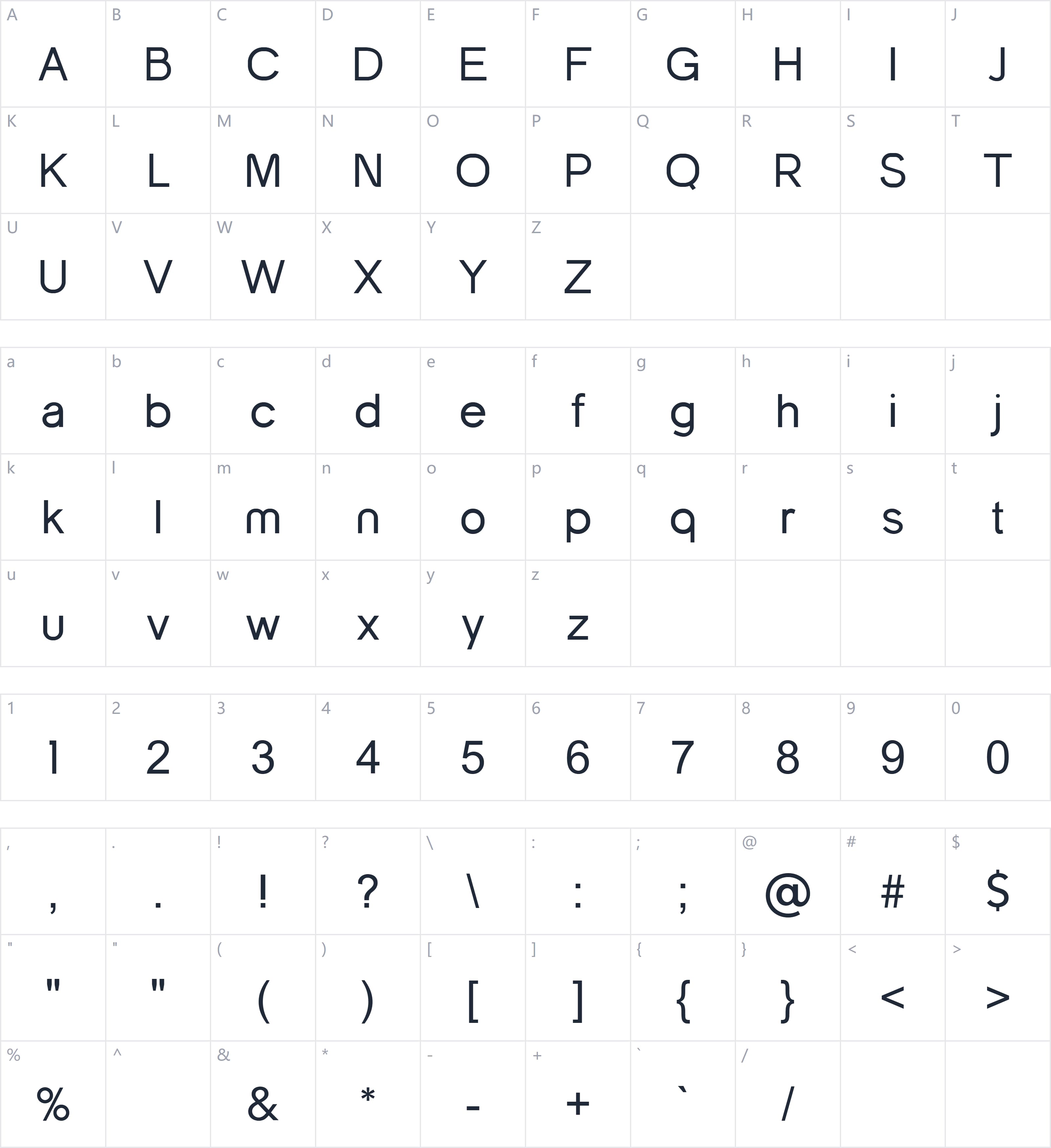 Wonderland Pro字符映射图