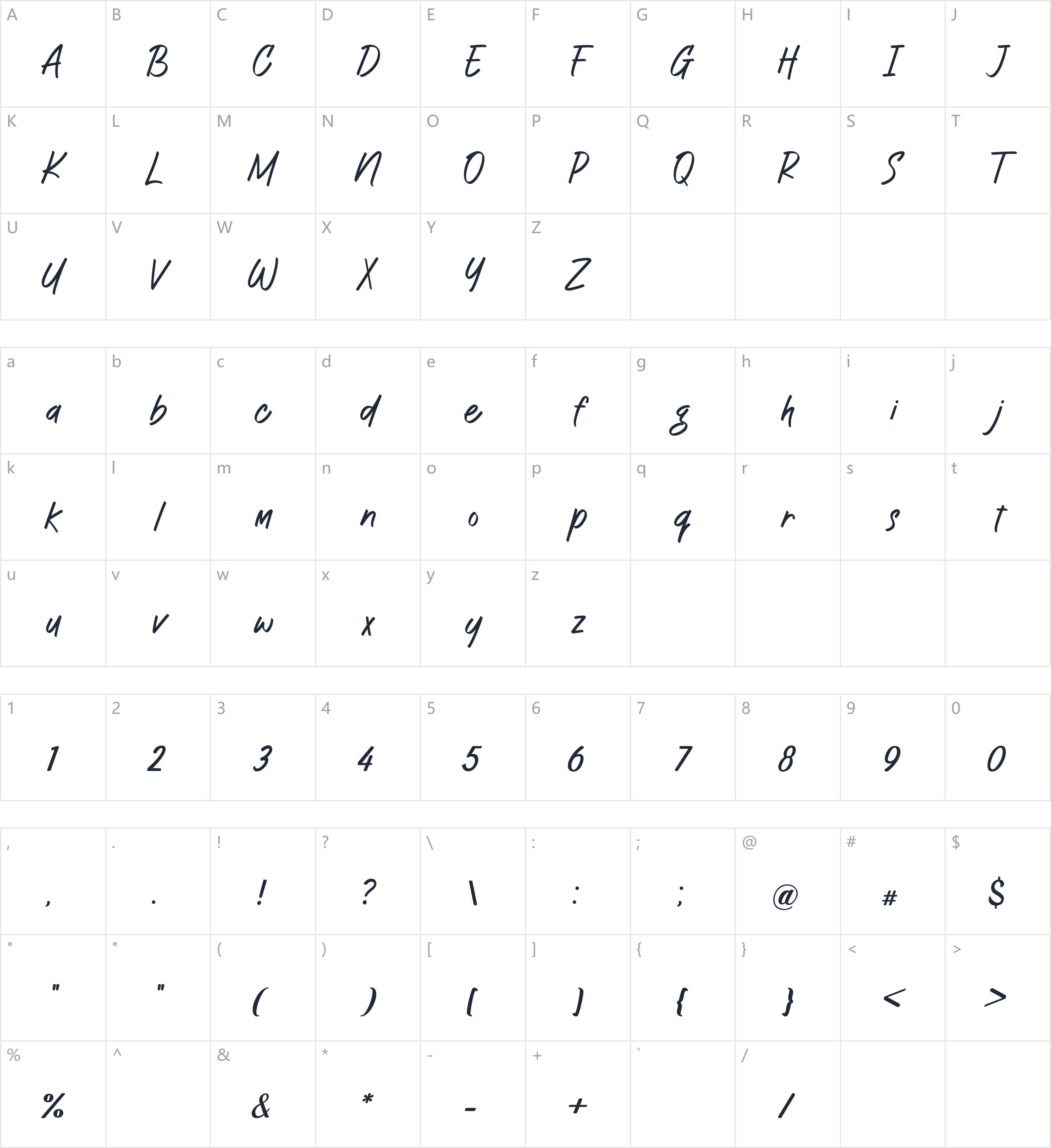 Domina Urbanite字符映射图