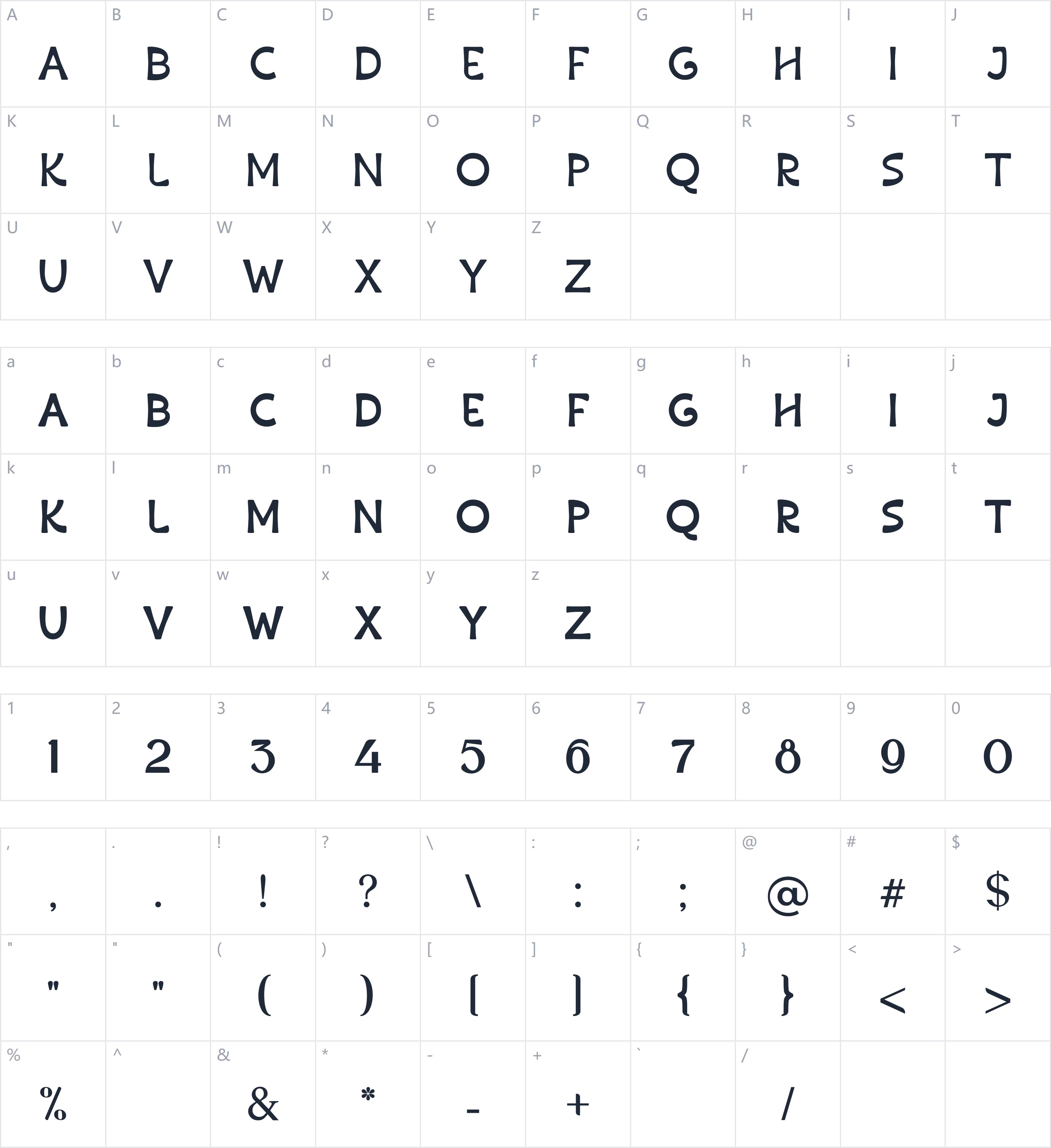 Wave Contempo字符映射图