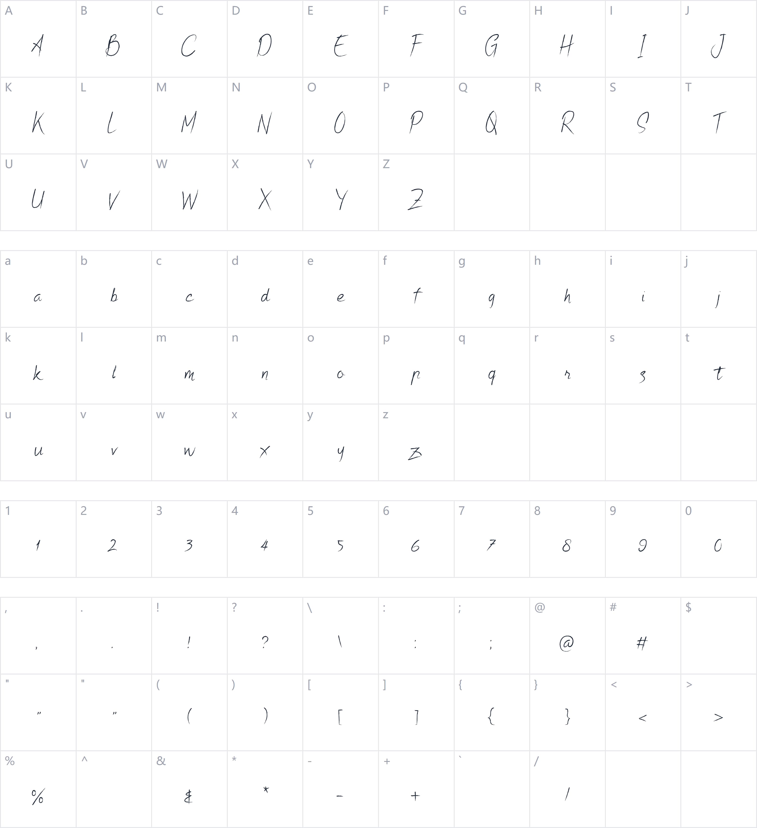 Monzana字符映射图