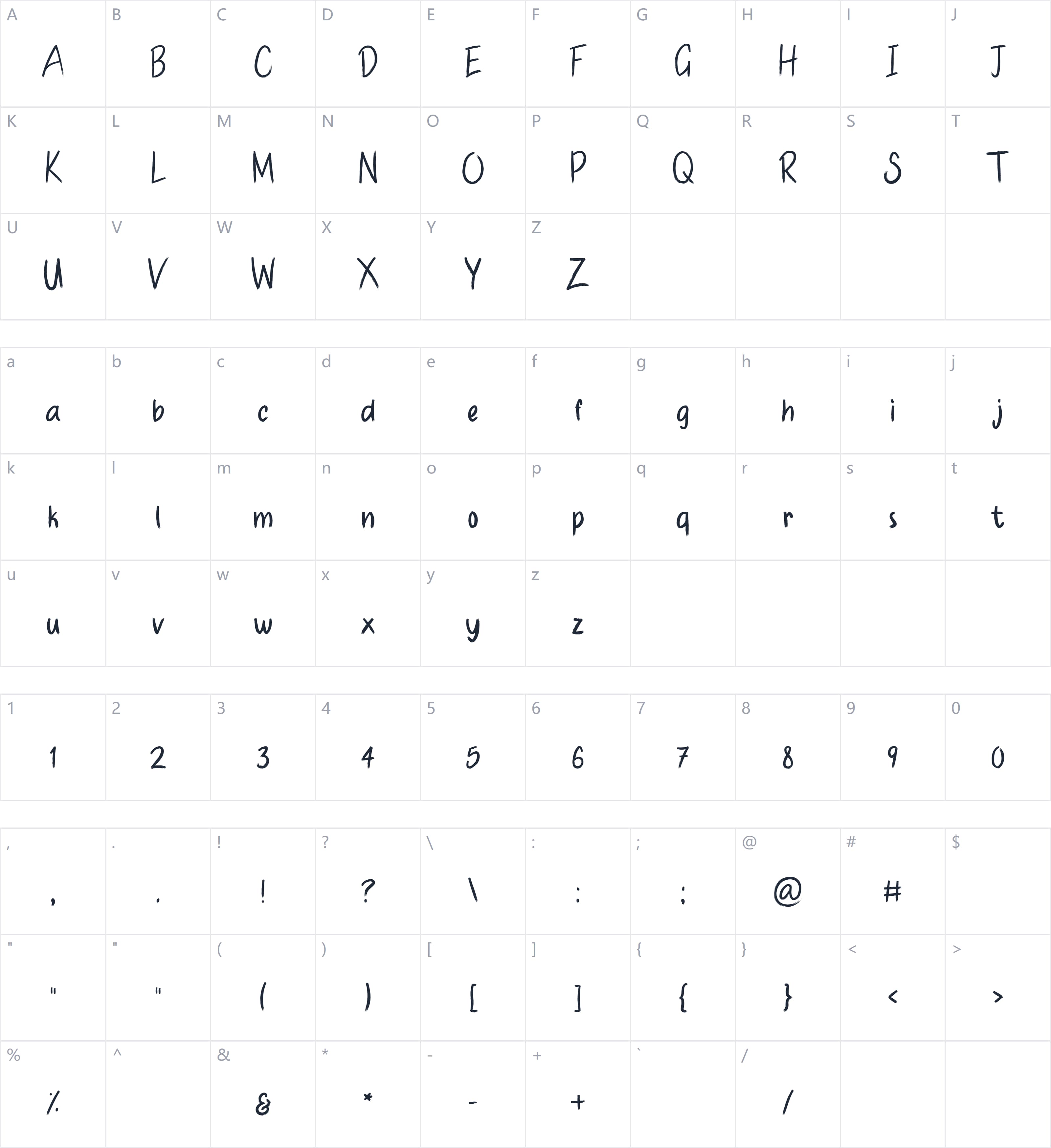 Handmade Brushes字符映射图