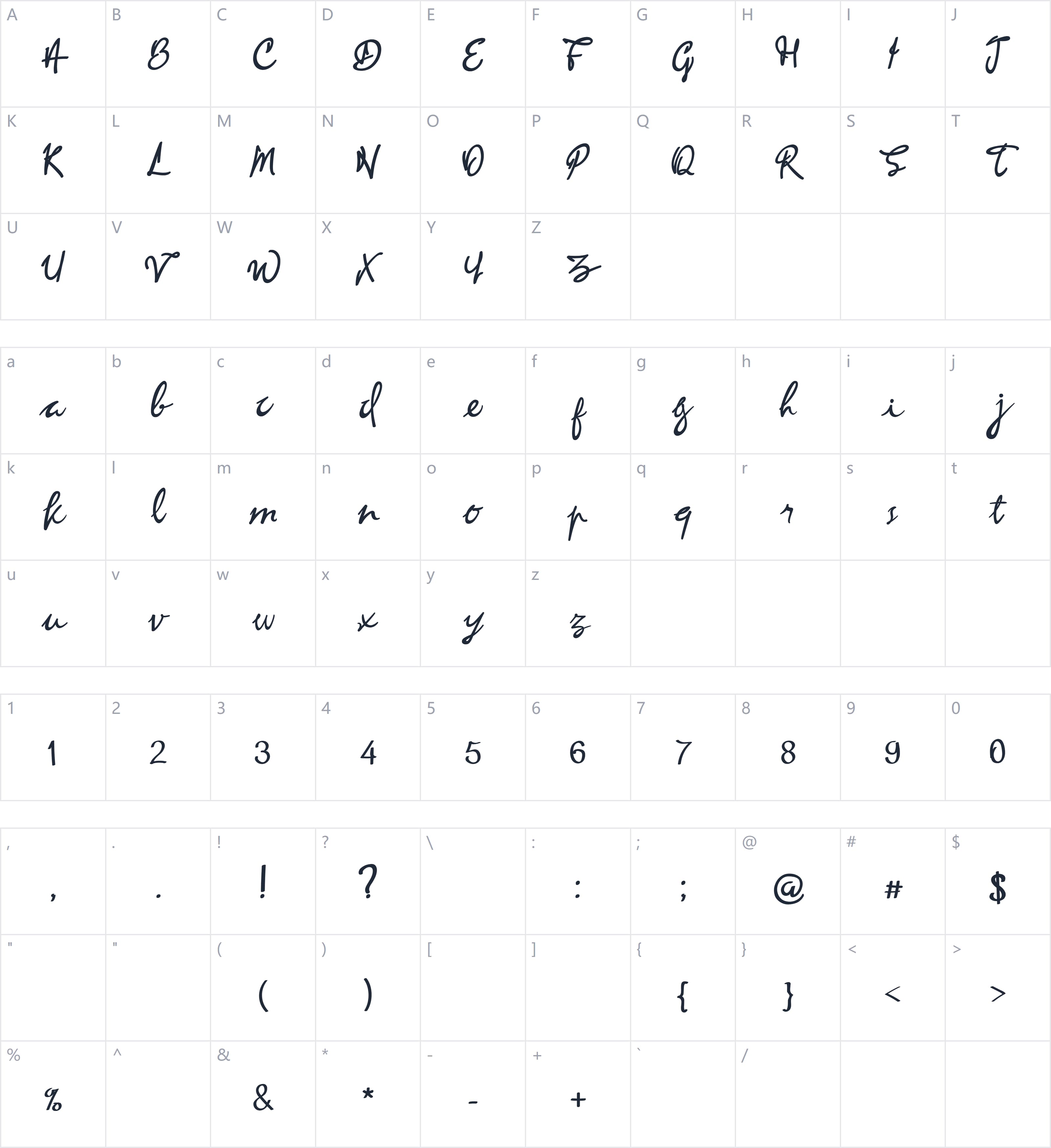 Light Paprica字符映射图