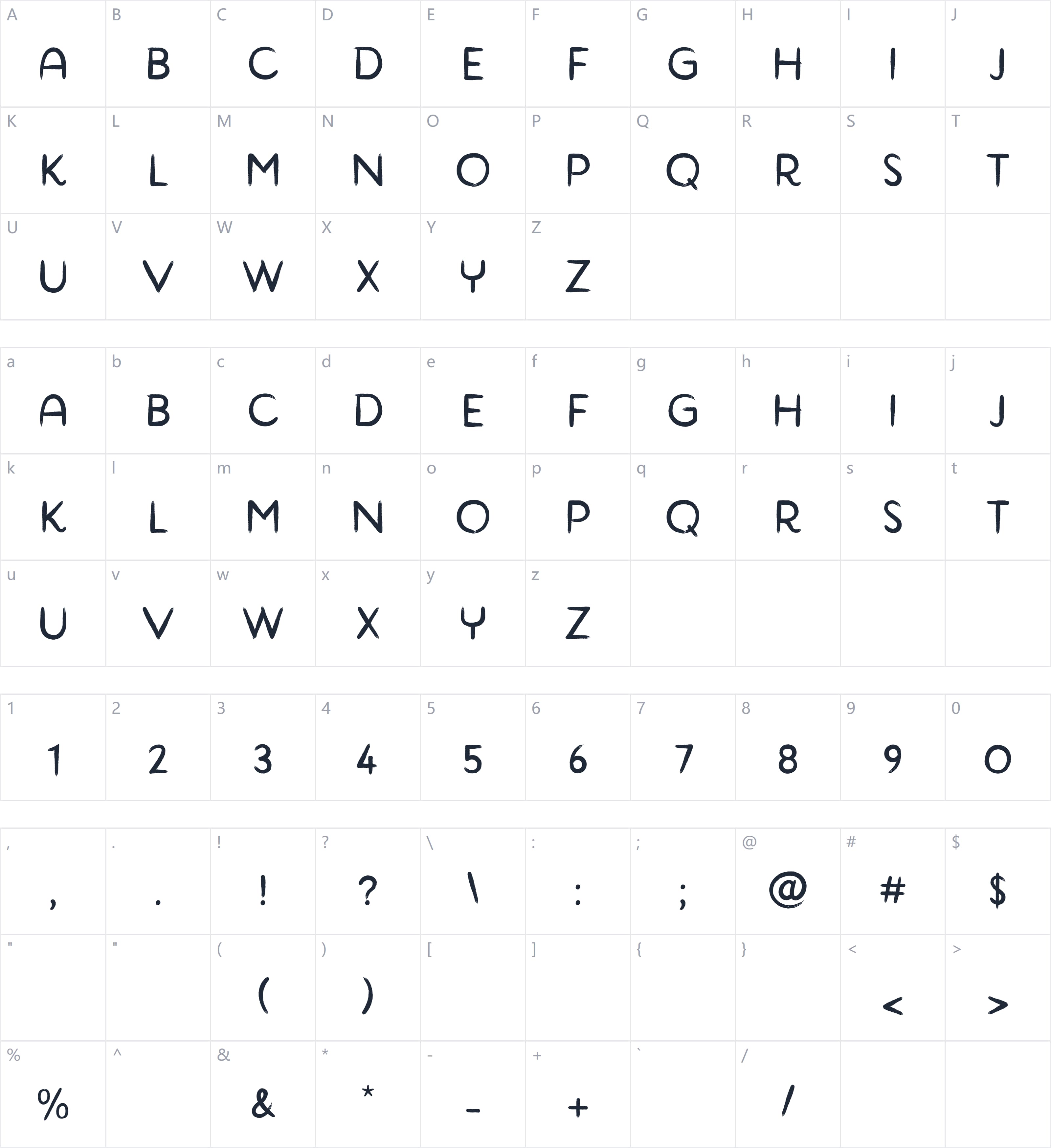 Balconie字符映射图