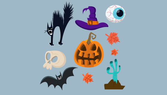 万圣节元素矢量素材(EPS/AI/PNG)