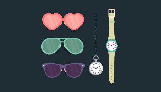 眼镜和手表矢量素材(EPS/AI/PNG)