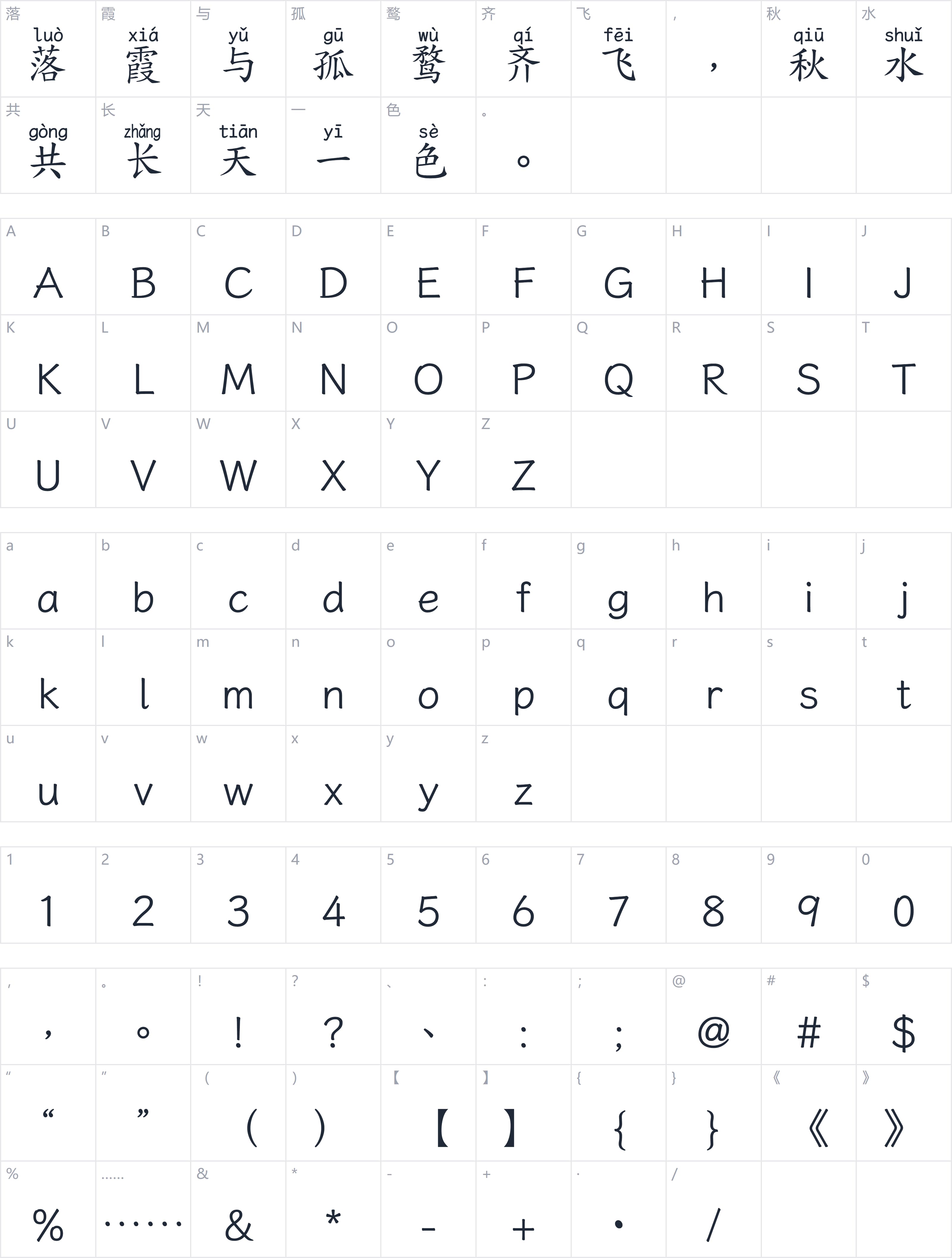 澳声通拼音库楷-繁字符映射图