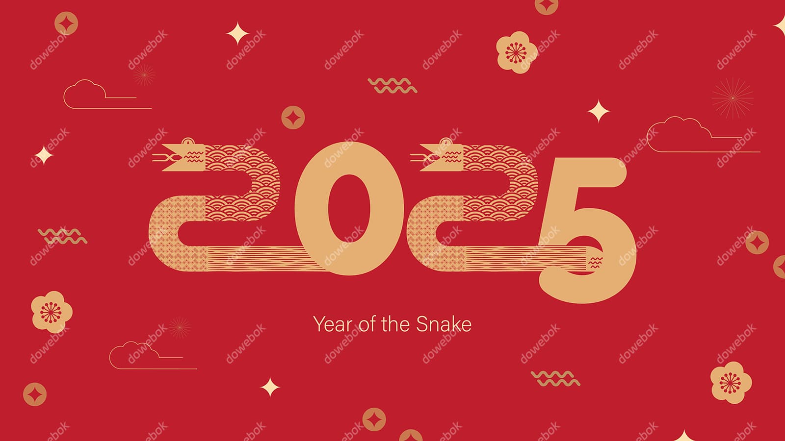 蛇型数字 2025 蛇年春节背景矢量素材(EPS)