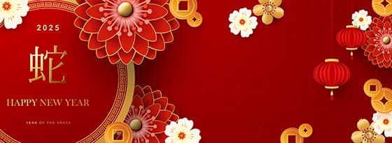 灯笼和花朵设计 2025 蛇年春节 banner 矢量素材(EPS)