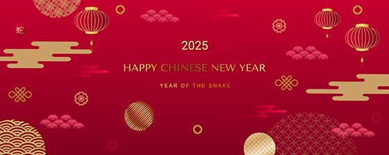 红色喜庆 2025 蛇年春节快乐 banner 矢量素材(EPS)