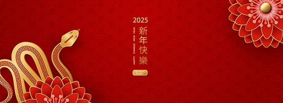金色的蛇设计 2025 蛇年春节快乐 banner 矢量素材(EPS)