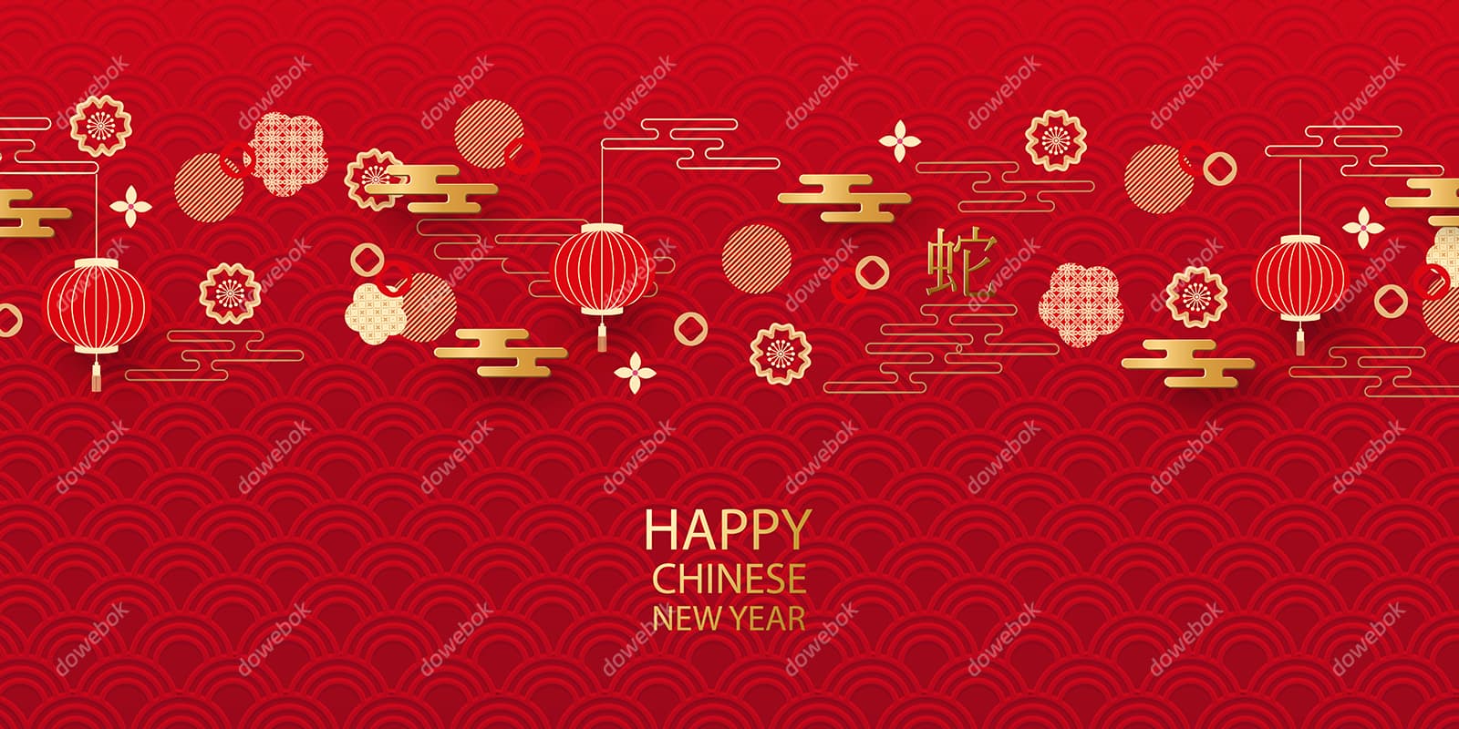 各种中国元素设计蛇年春节快乐背景矢量素材(EPS)