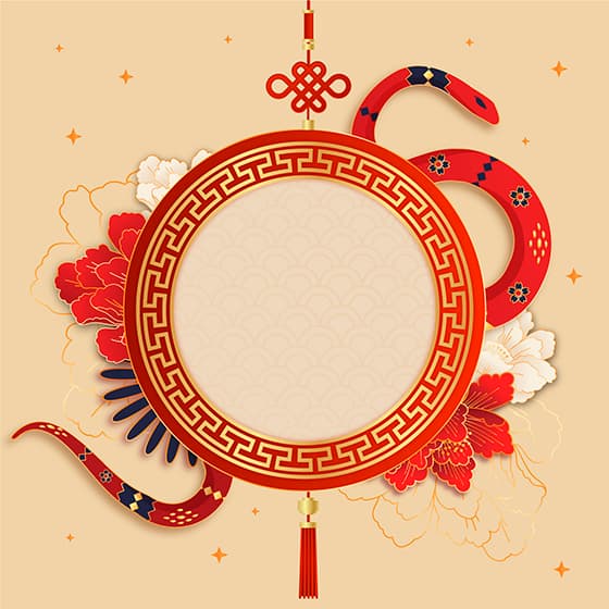 中国结和蛇设计蛇年春节背景矢量素材(AI/EPS)