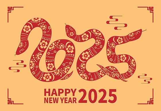 蛇组成的数字设计 2025 蛇年春节背景矢量素材(EPS)