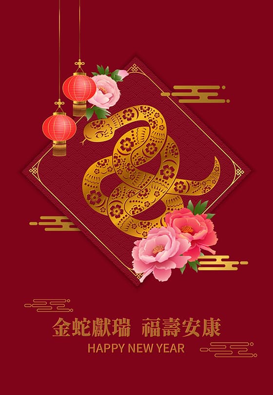 金蛇设计蛇年春节贺卡/海报矢量素材(EPS)