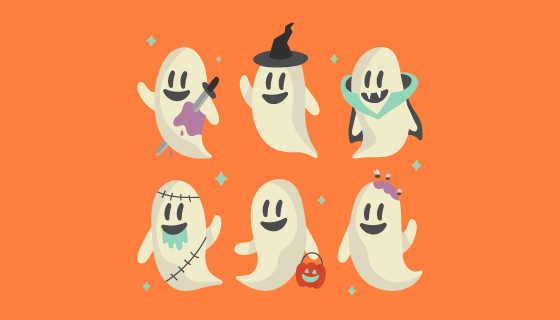 万圣节幽灵矢量素材(EPS/AI/PNG)