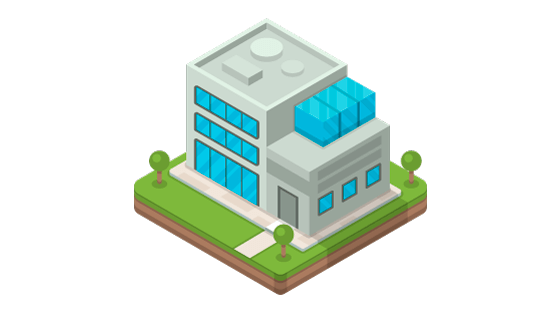 扁平风格办公楼矢量素材(EPS/AI/PNG)