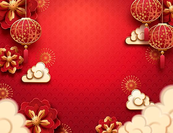 灯笼花朵祥云设计红色喜庆新年春节背景矢量素材(EPS)