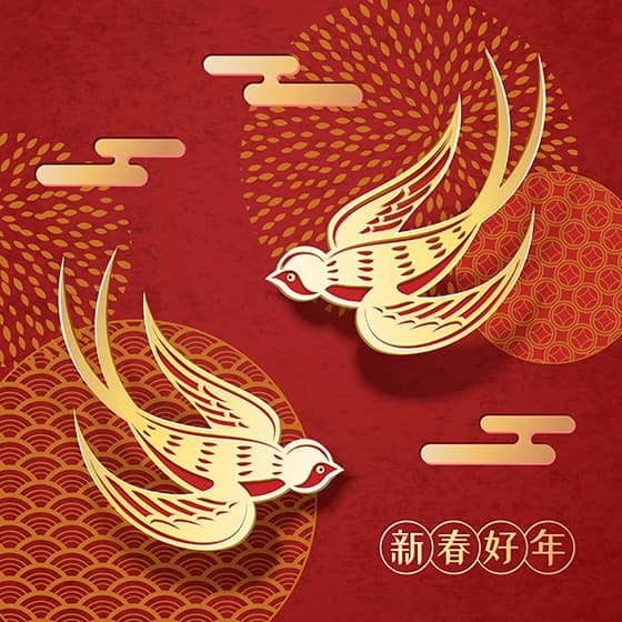 金色的燕子设计春节背景矢量素材(EPS)