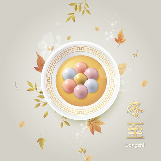 一碗多彩美味的汤圆设计冬至背景矢量素材(EPS)