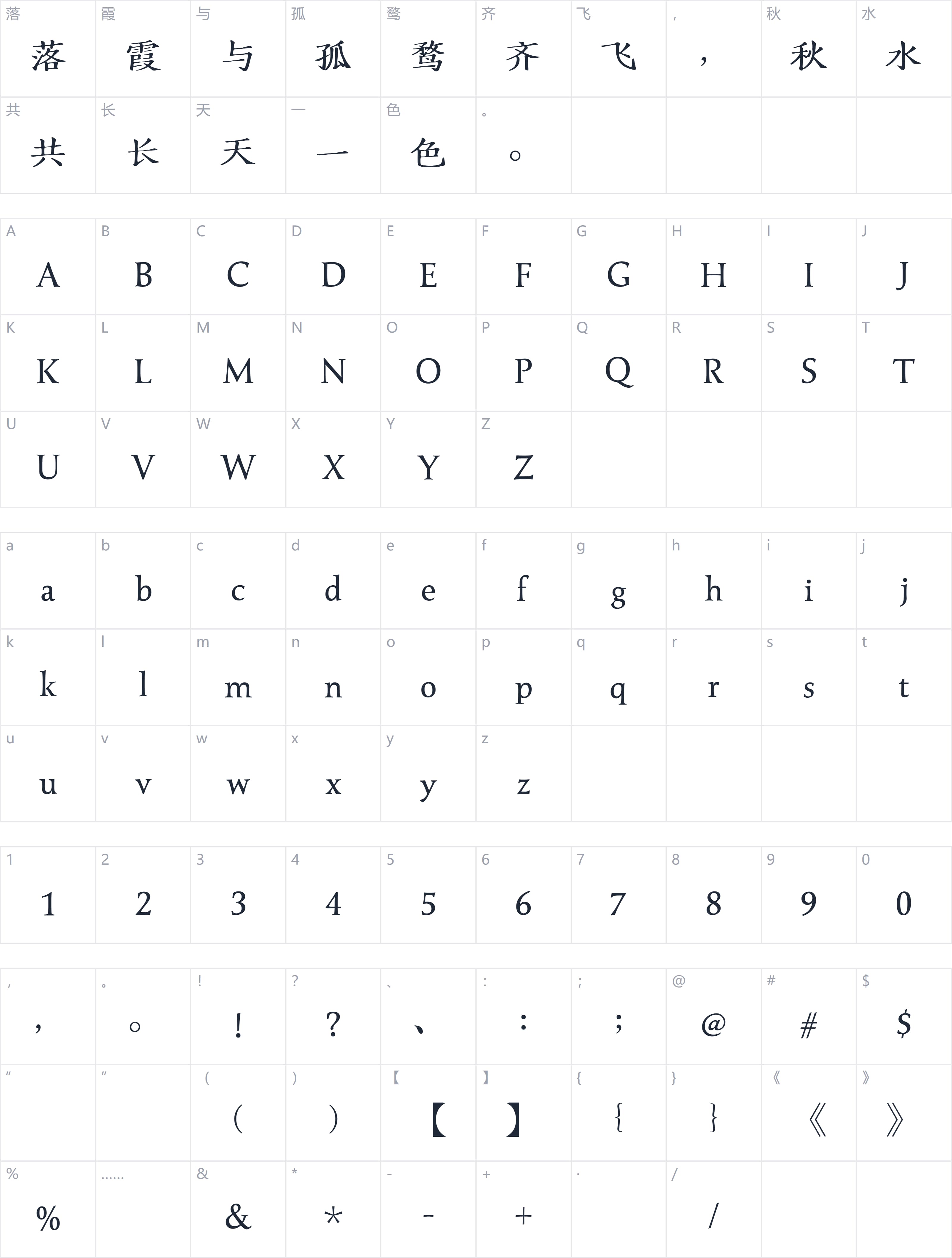 润植家如印奏章楷字符映射图