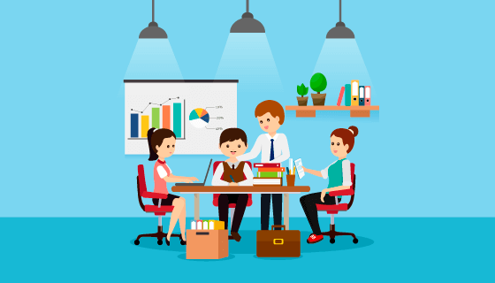 白领们协同工作矢量素材(EPS/AI)