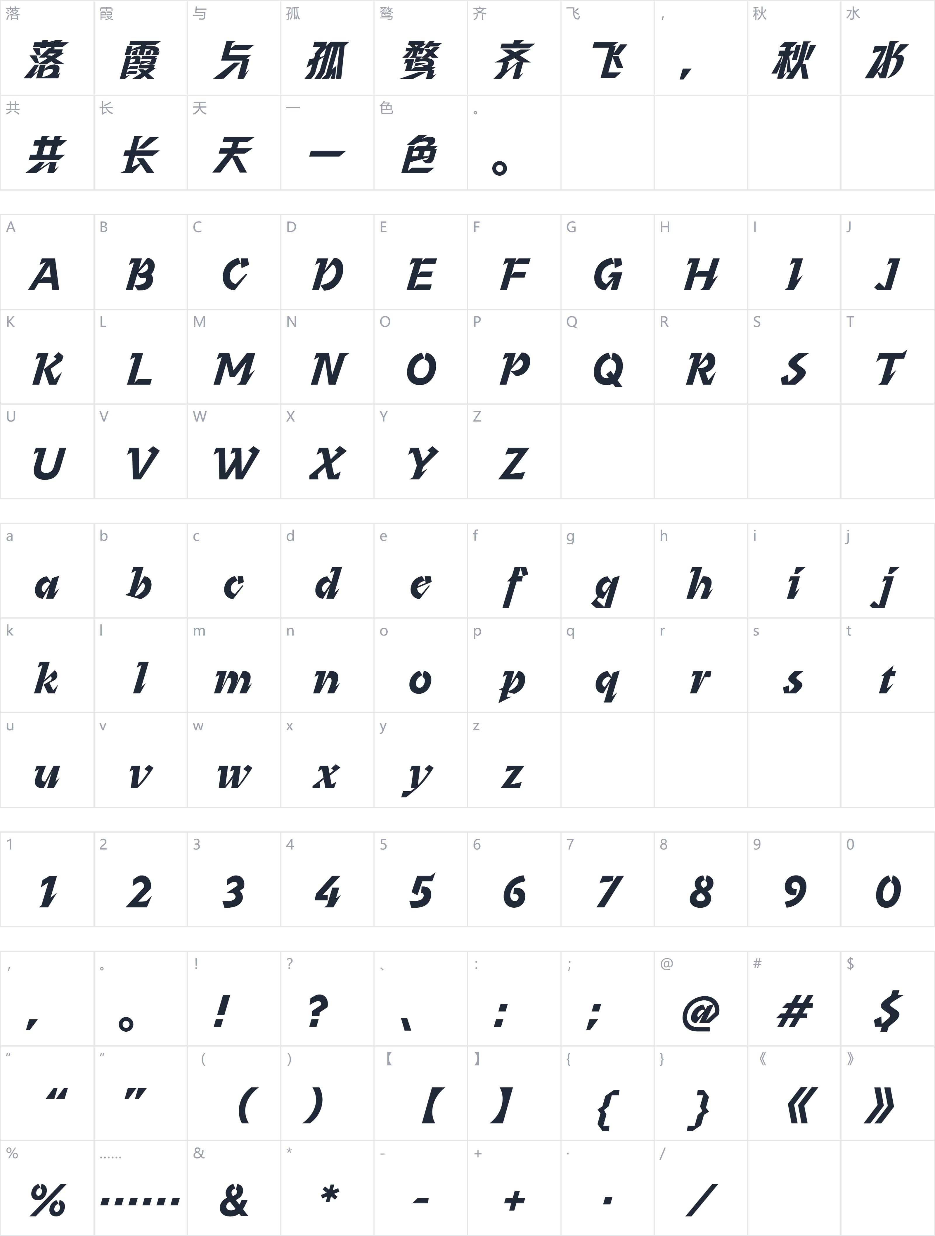 汉仪疾风体 U字符映射图