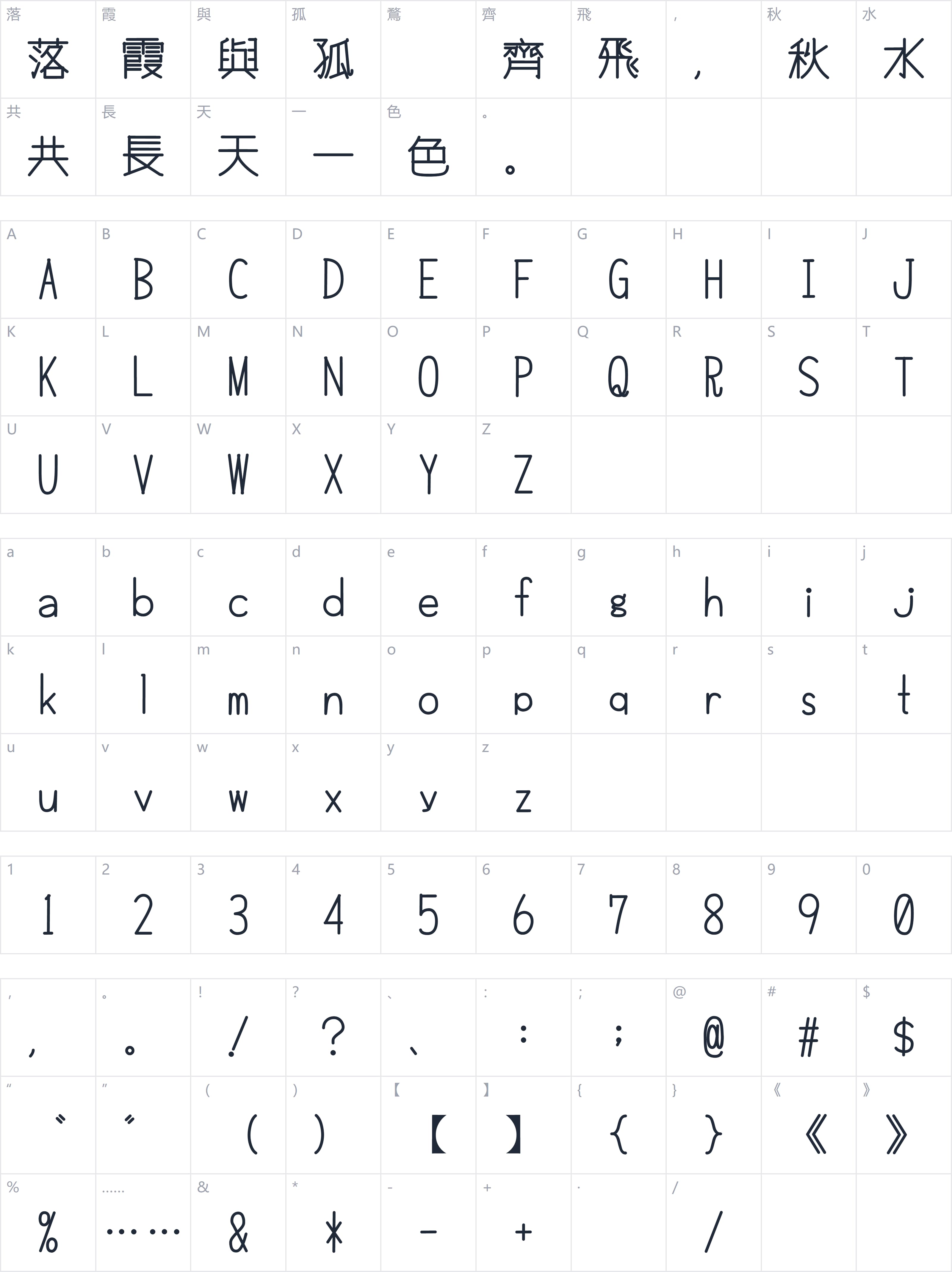 原稿用標準書体字符映射图