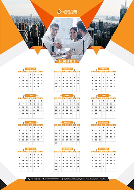 握手的商业精英设计 2025 年日历矢量素材(EPS)