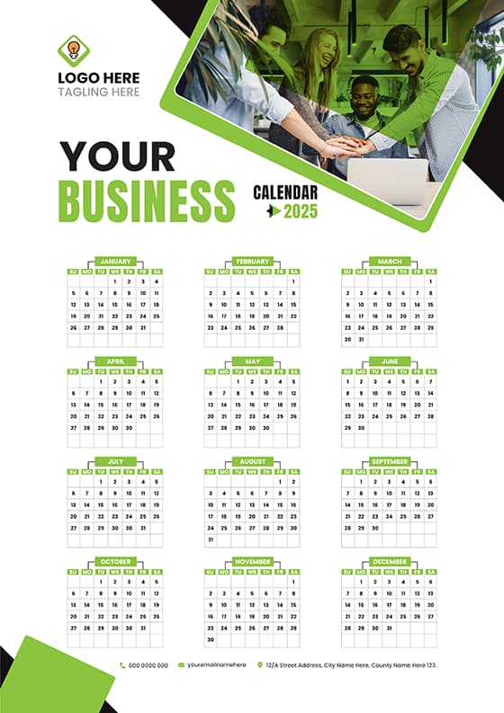 一起加油打气的白领设计 2025 年日历矢量素材(EPS)