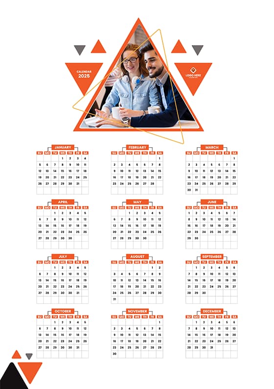 一起讨论工作的白领设计 2025 年日历矢量素材(EPS)