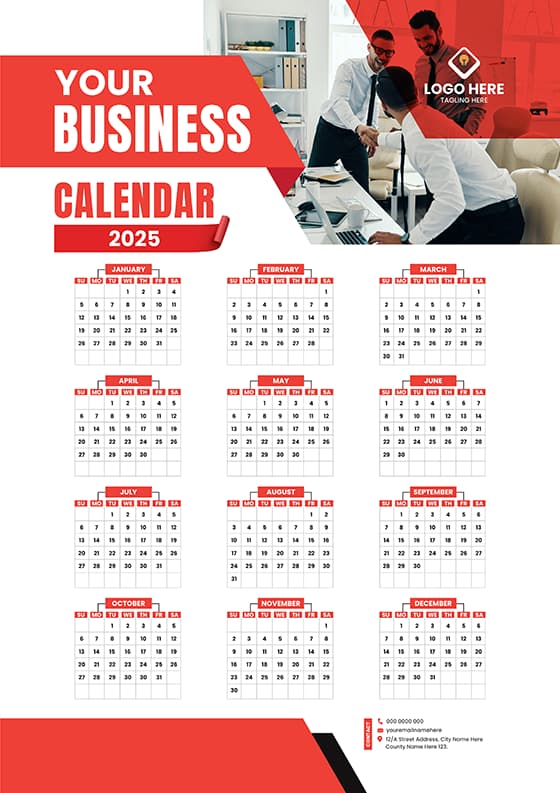 愉快握手的商业精英设计 2025 年日历矢量素材(EPS)