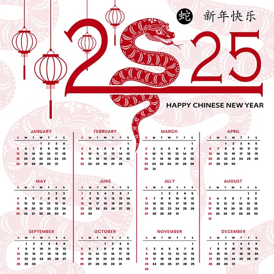 吐舌头的蛇和灯笼设计 2025 蛇年日历矢量素材(EPS)