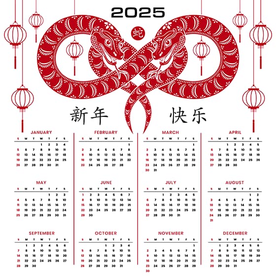 吐舌头的蛇和灯笼设计 2025 蛇年日历矢量素材(EPS)