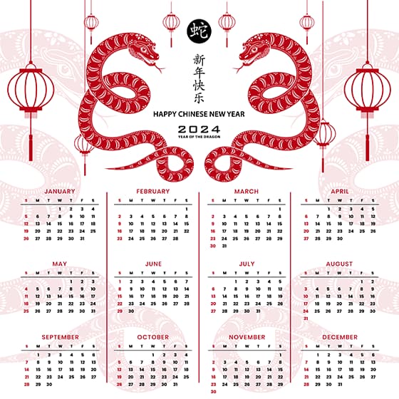 吐舌头的蛇和灯笼设计 2025 蛇年日历矢量素材(EPS)