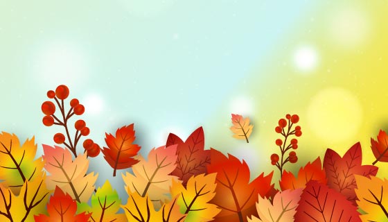 彩色叶子秋天背景矢量素材(EPS)