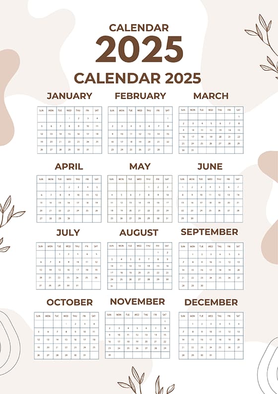 抽象简约设计 2025 年日历矢量素材(EPS)