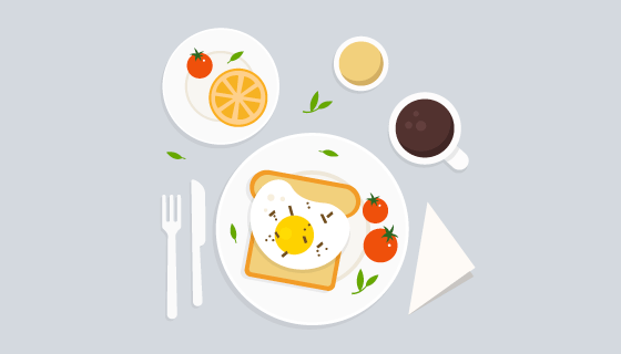 俯视美味的早餐矢量素材(EPS/AI/PNG)