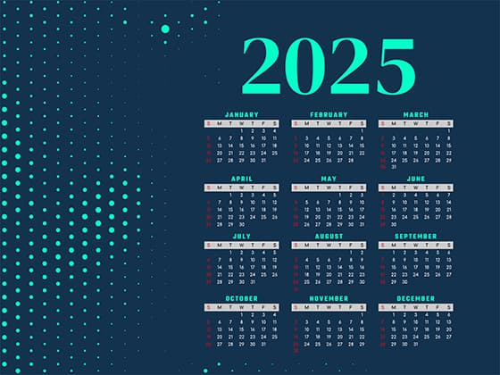 抽象点阵背景设计 2025 年日历矢量素材(EPS)