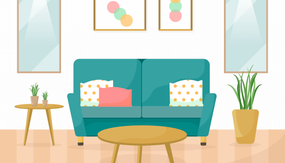 扁平现代家居设计矢量素材(EPS/AI)