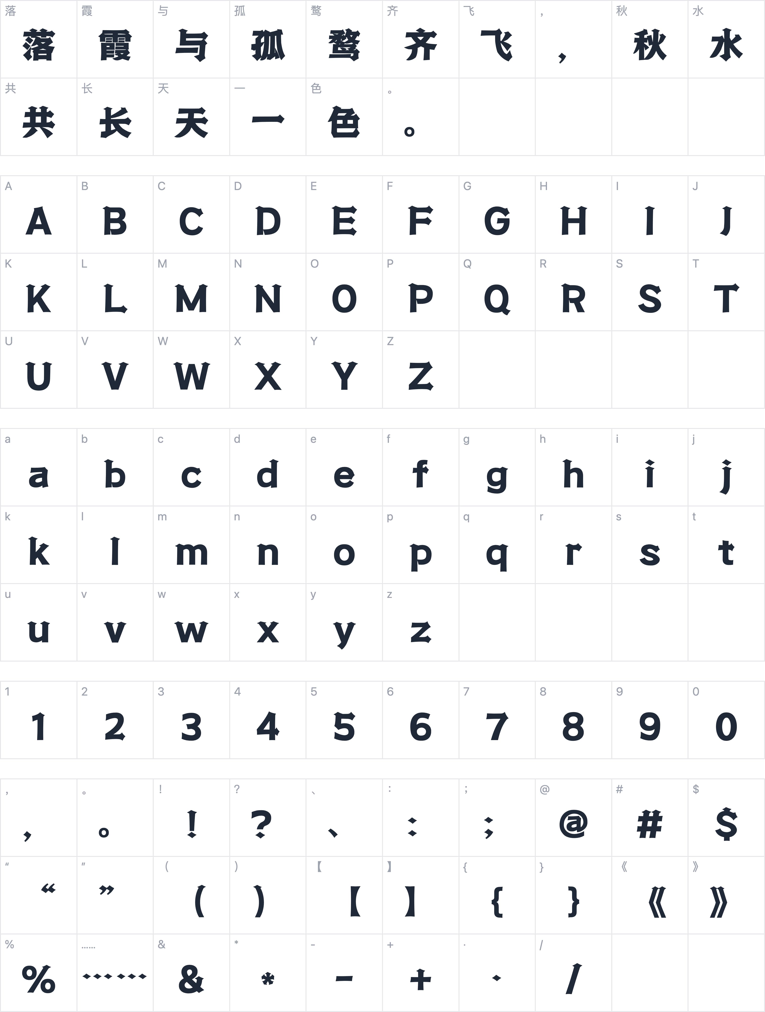 Aa武魂体字符映射图