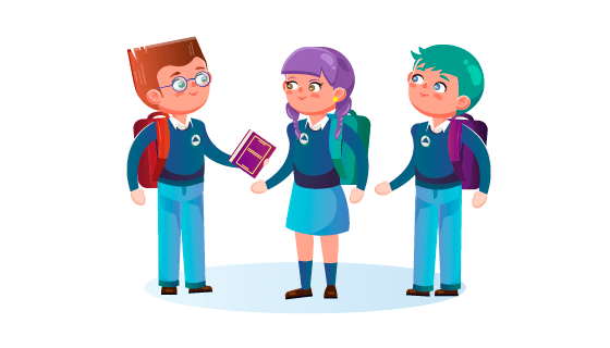 可爱的学生们矢量素材(EPS/AI/PNG)