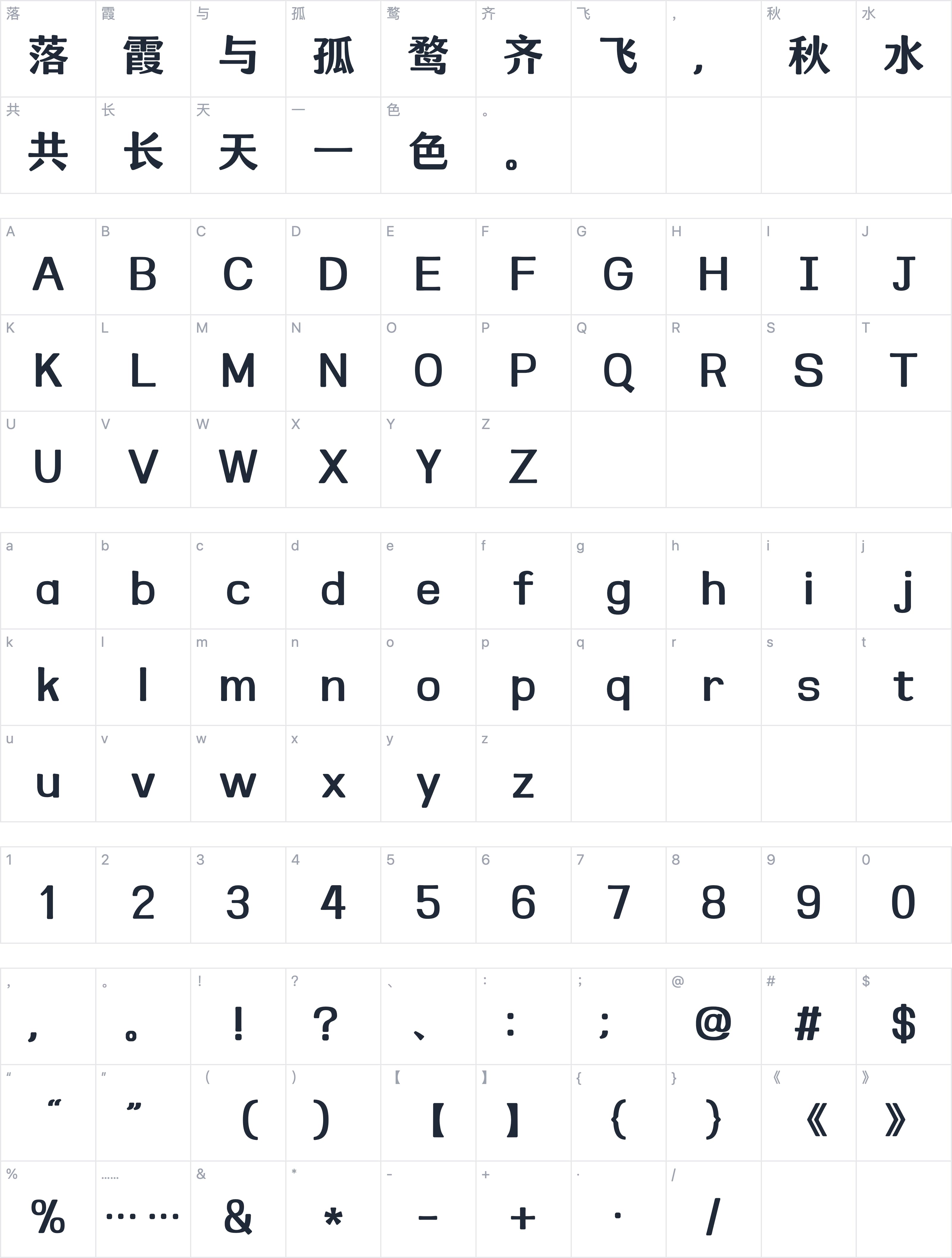 Aa汤圆体字符映射图