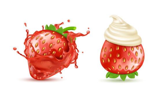 逼真的草莓矢量素材(EPS/PNG)