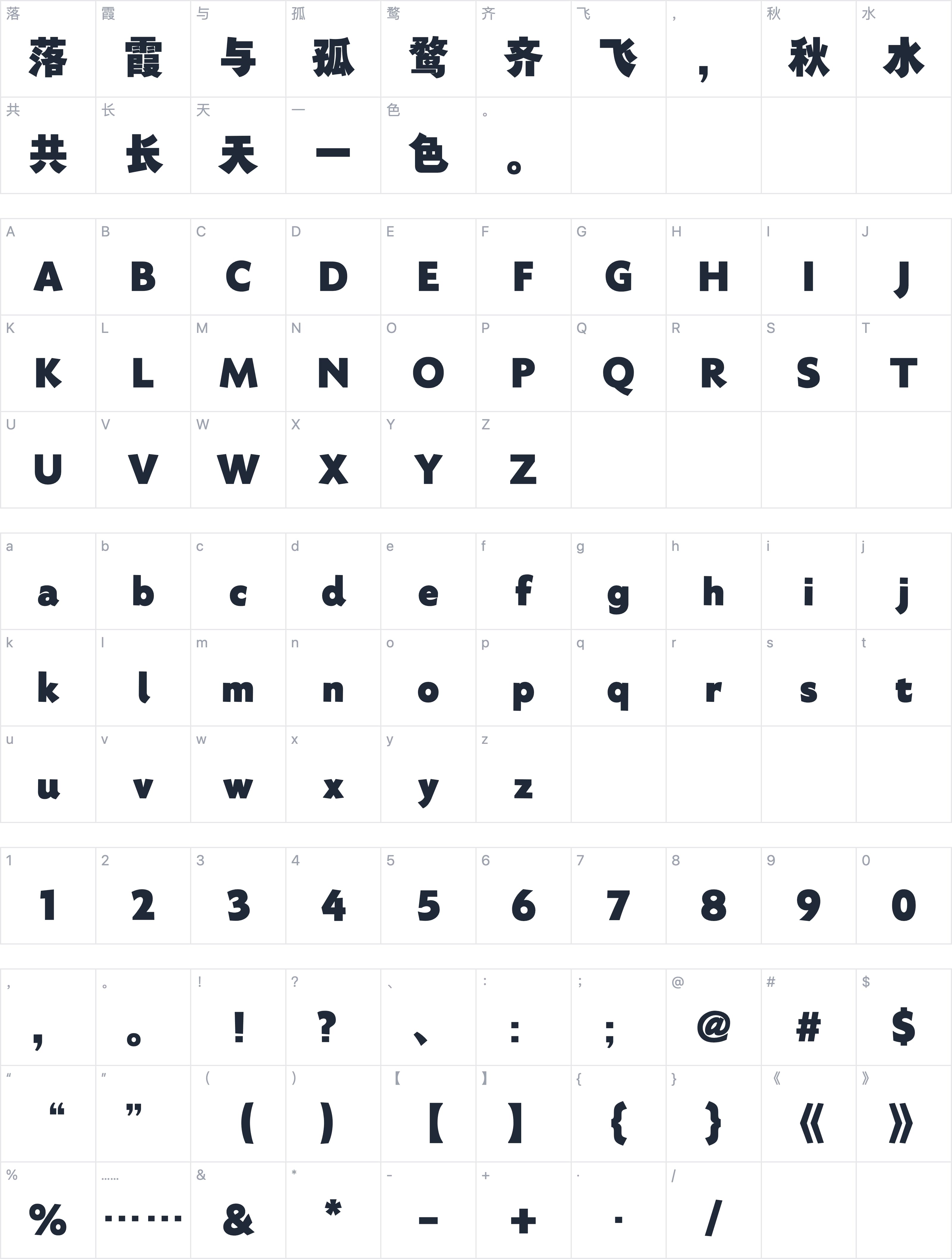 Aa刃黑体字符映射图