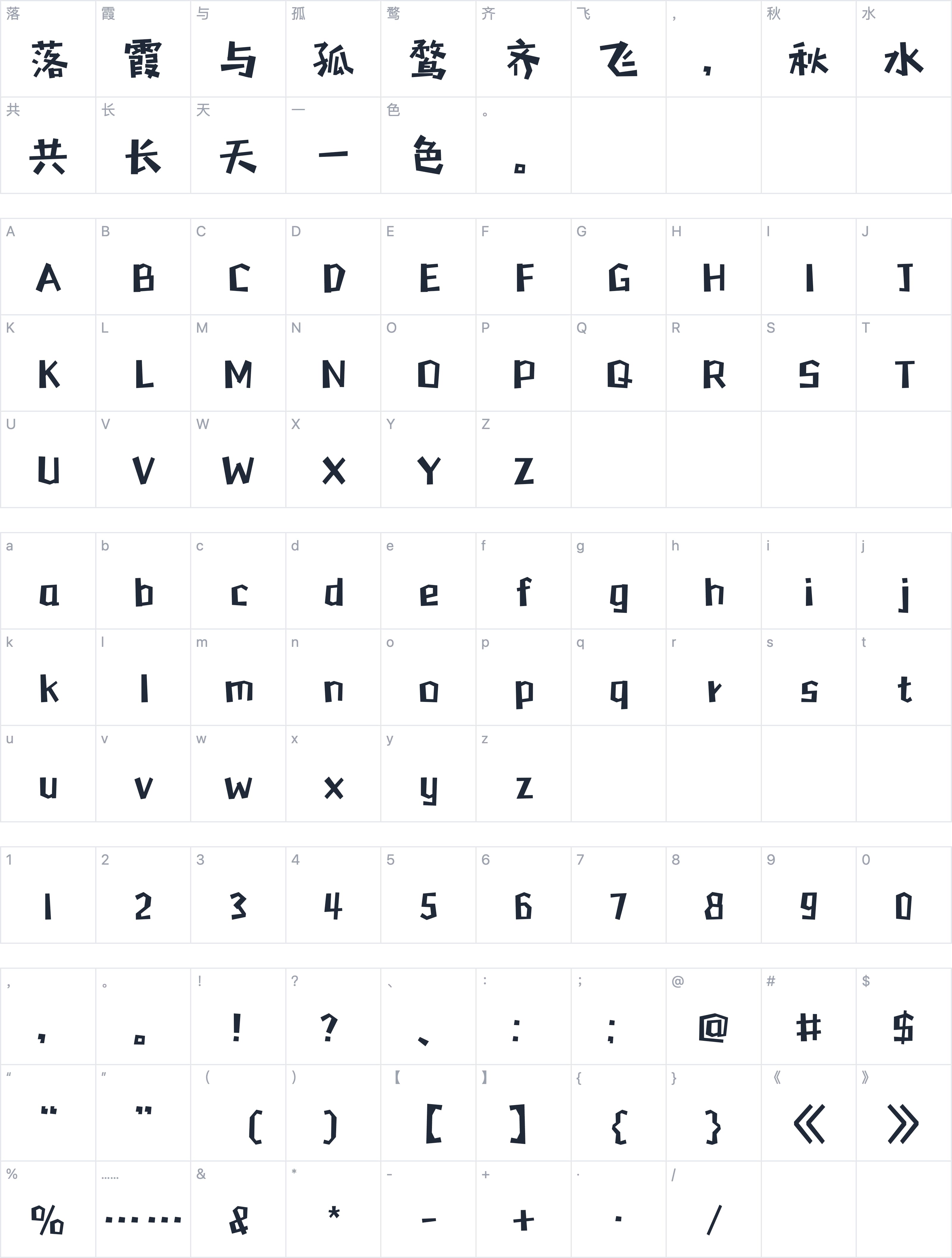 Aa方萌字符映射图
